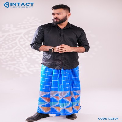 Light Blue Premium Cotton Lungi-Luxury