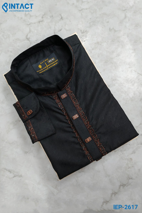 Exclusive Pakistani Jacqured Panjabi Black