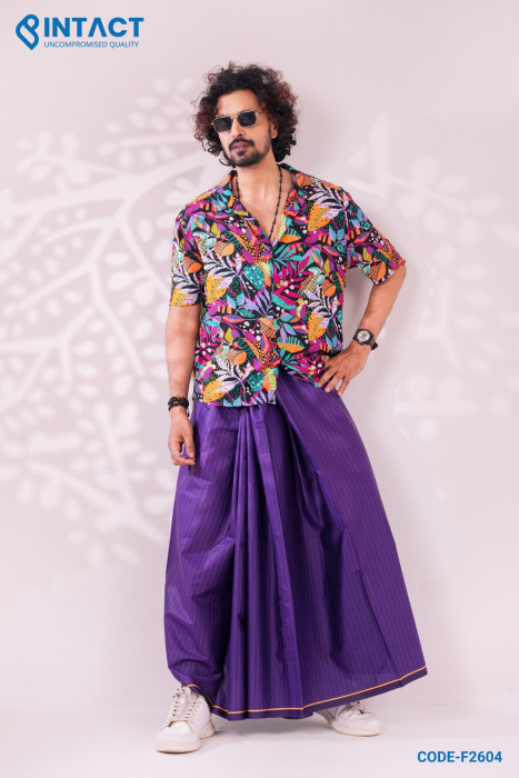 Purple Color Step Lungi